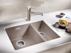 Double sink in the kitchen interior