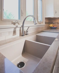 Double sink in the kitchen interior