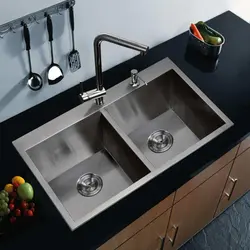 Double sink in the kitchen interior