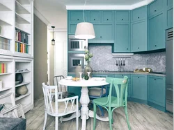Mint pink kitchen interior