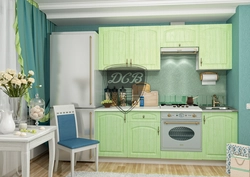 Mint pink kitchen interior