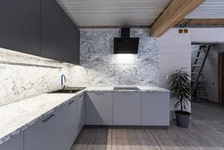 Gray Concrete Color In The Kitchen Interior