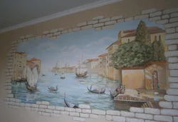 Рисунок на кухне во всю стену фото
