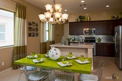 Kitchen living room in olive color design