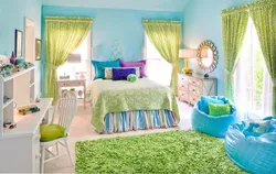 Bright Curtains In The Bedroom Interior