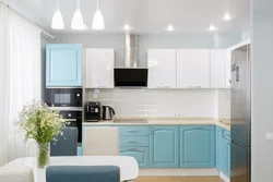 Kitchen Blue Top White Bottom Photo