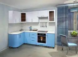 Kitchen blue top white bottom photo