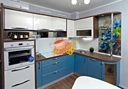 Kitchen blue top white bottom photo