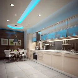 Floating kitchen with lighting photo