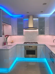 Floating kitchen with lighting photo