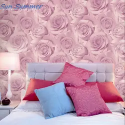 Pink wallpaper in the bedroom photo