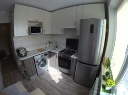 Kitchen 5m2 design with refrigerator and washing machine