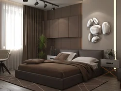 Bedroom interior with brown doors