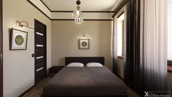 Bedroom interior with brown doors