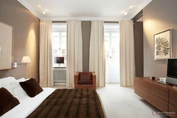 Bedroom interior with brown doors