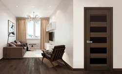 Bedroom interior with brown doors