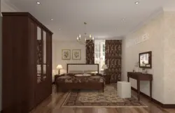 Bedroom interior with brown doors