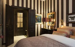 Bedroom interior with brown doors
