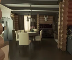 Кухня гасцёўня дызайн бервяно