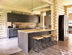 Kitchen design only in a log house