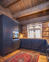 Kitchen design only in a log house