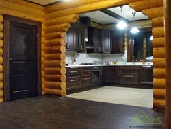 Kitchen design only in a log house