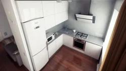 Small kitchens 5 sq m in Khrushchev photo with a refrigerator