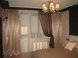 Photo of curtains for the bedroom with flowers combined