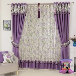 Photo of curtains for the bedroom with flowers combined