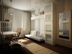 Photo of the room and bedroom and office all about one