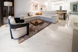 Marble floors in the living room interior