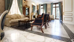 Marble floors in the living room interior