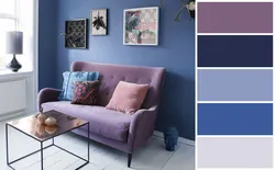 Color combination with lavender color in the living room interior