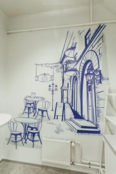 DIY drawings on the kitchen wall photo