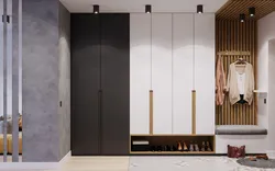Hallway in a modern style with slats photo