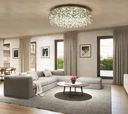 Chandeliers in the living room modern photos in the interior on a tension