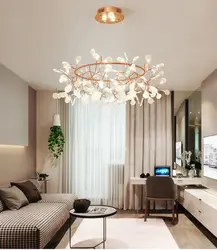 Chandeliers in the living room modern photos in the interior on a tension