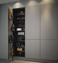 Wardrobe in the hallway under the ceiling photo in the interior