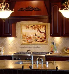 Тарҳи backsplash барои ошхона сафолҳои классикӣ