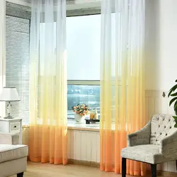 Tulle curtains for the living room with a balcony photo