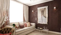 Brown wallpaper in the living room photo
