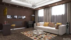 Brown wallpaper in the living room photo