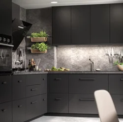 Color anthracite photo kitchen furniture