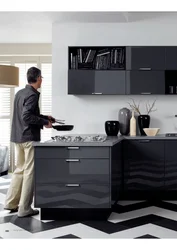 Color anthracite photo kitchen furniture