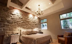 Photo bedroom design with decorative stone