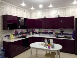 Purple wallpaper for kitchen photo