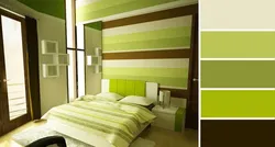 Combination of green and brown in the bedroom interior