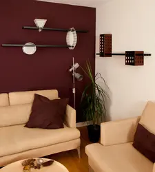 Living room interior burgundy walls