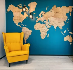 World Map In The Living Room Interior