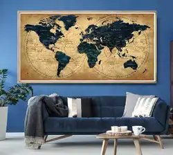 World map in the living room interior